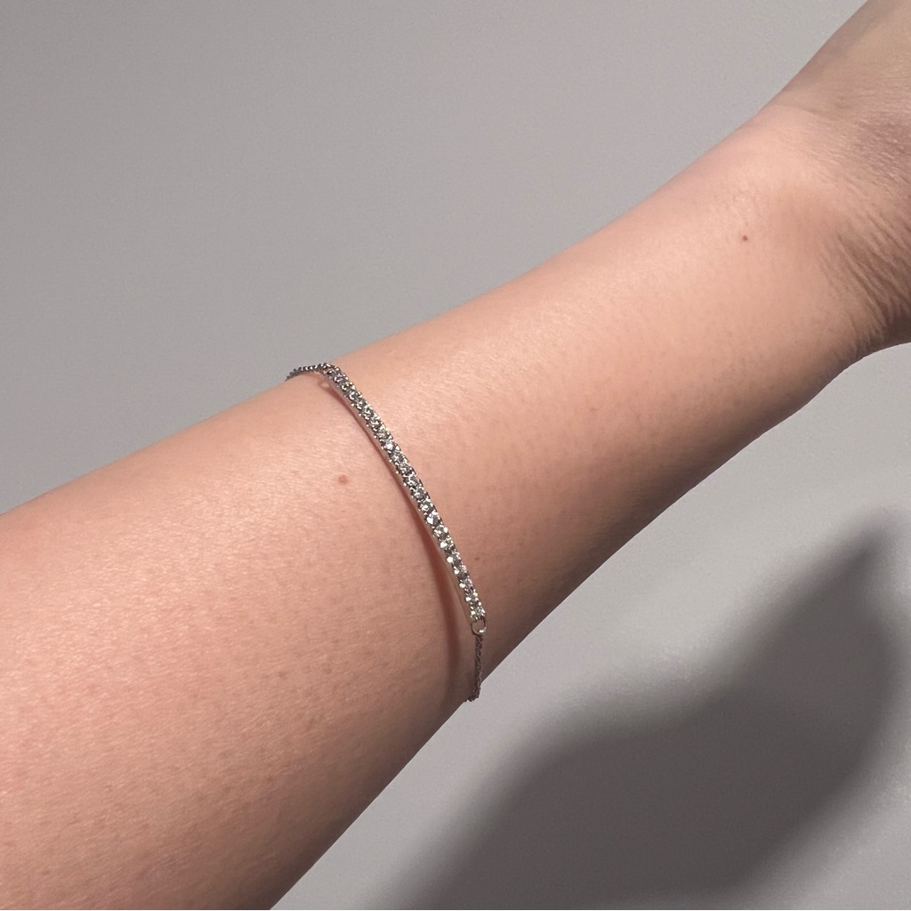 New Diamonique Diamond Bar Silver Bracelet